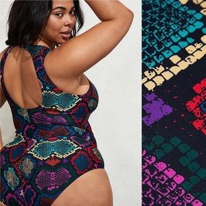 Torrid Snake Skin Print High Neck Swim One Piece